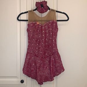 Ice/Figure Skating Competition Dress - Sparkly Metallic Pink w/ Rhinestones